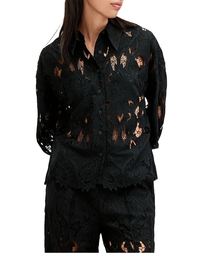 

Кружевная рубашка с длинным рукавом ALLSAINTS Charli, черный