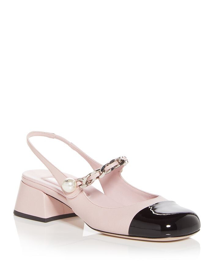 

Женские туфли Calzature Donna Cap Toe с ремешком на пятке Miu Miu