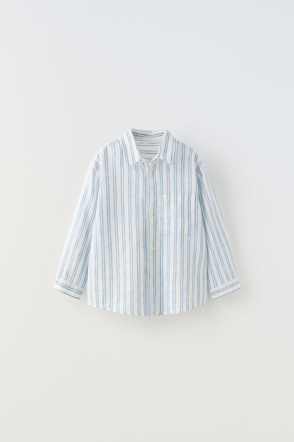 

Рубашка из льна в полоску Zara, синий/белый