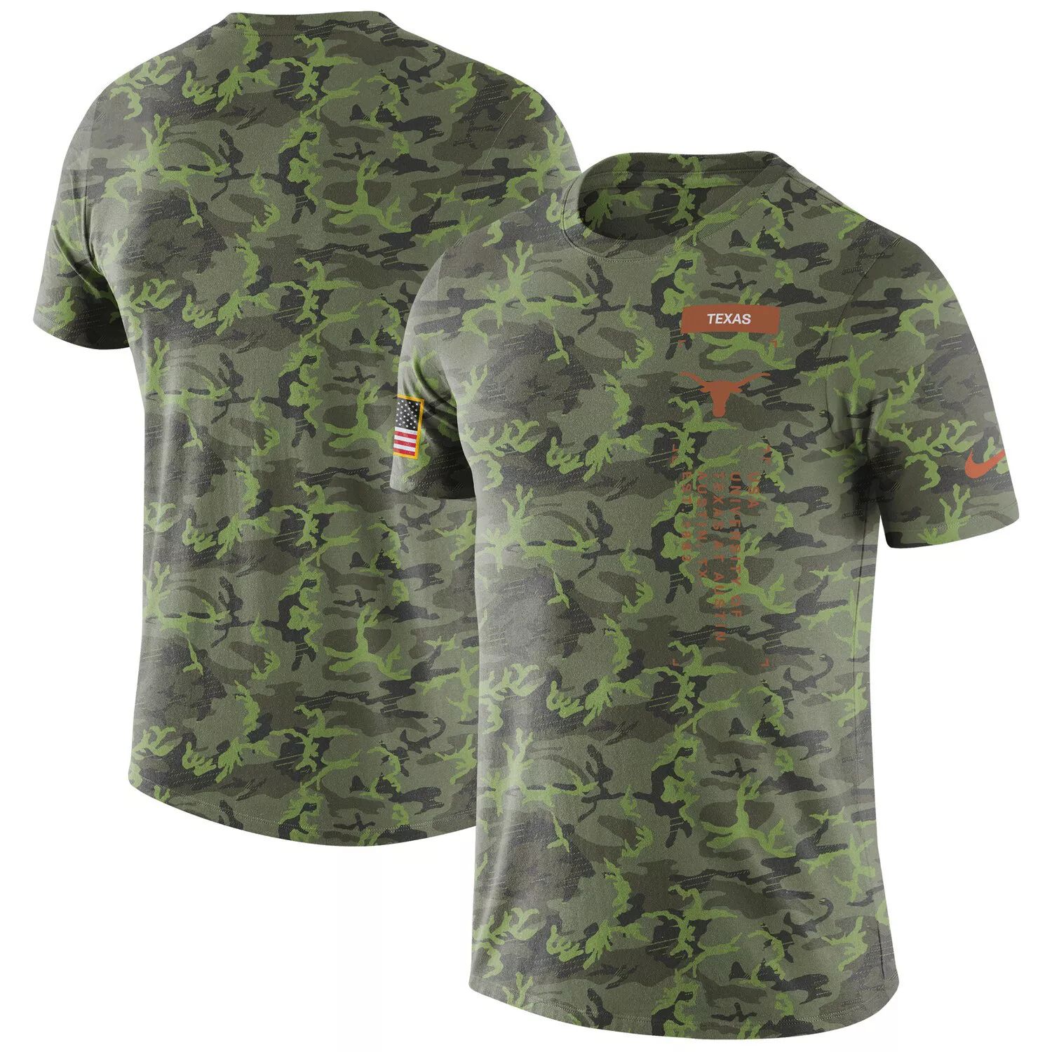 цена Мужская камуфляжная футболка в стиле милитари Texas Longhorns Nike