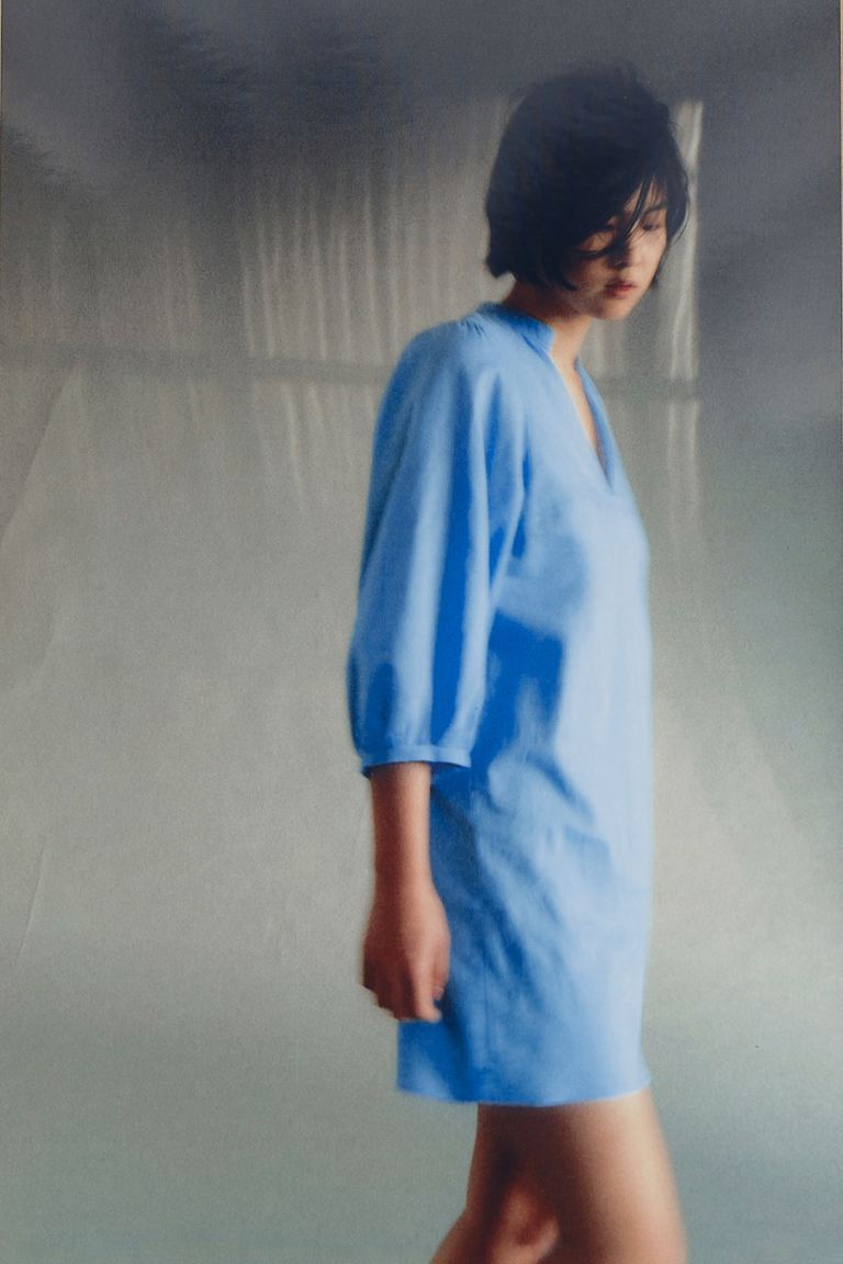 Платье из микса льна H&M, синий чехол книжка vili универсальный размер m 4 3 5 5 black