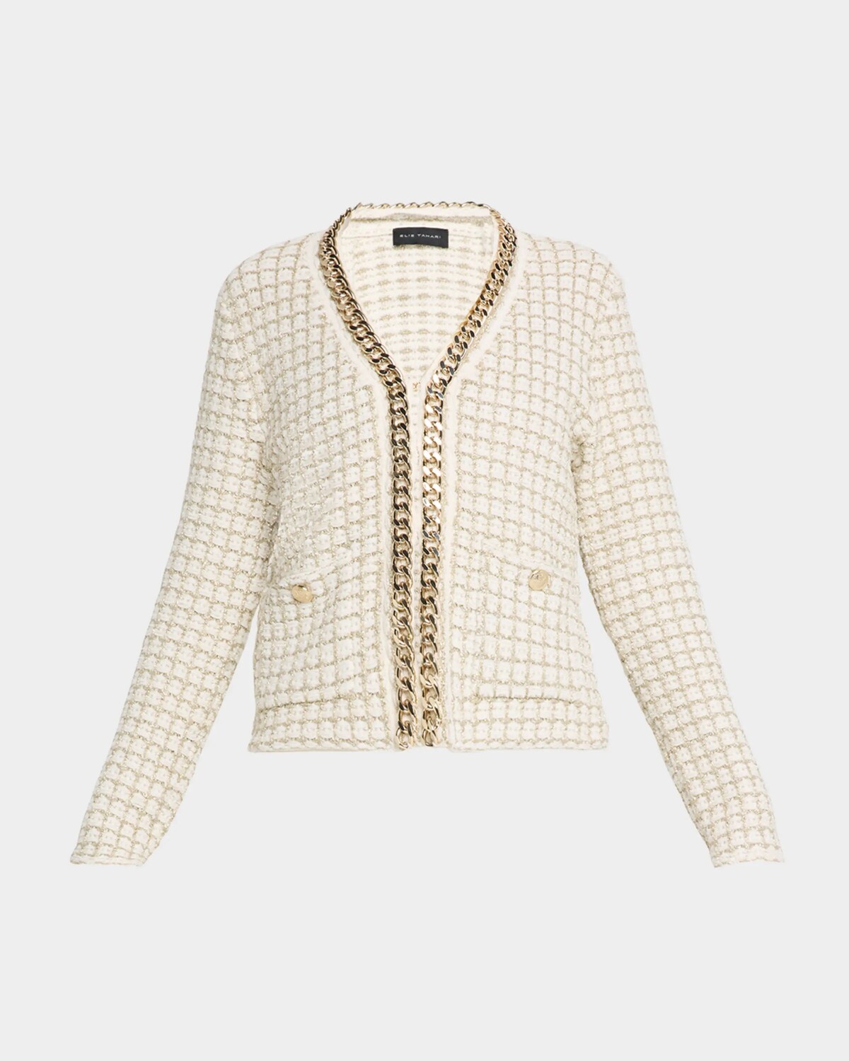 

Кардиган Trista с цепочкой Elie Tahari, цвет Ivory With Gold Lurex