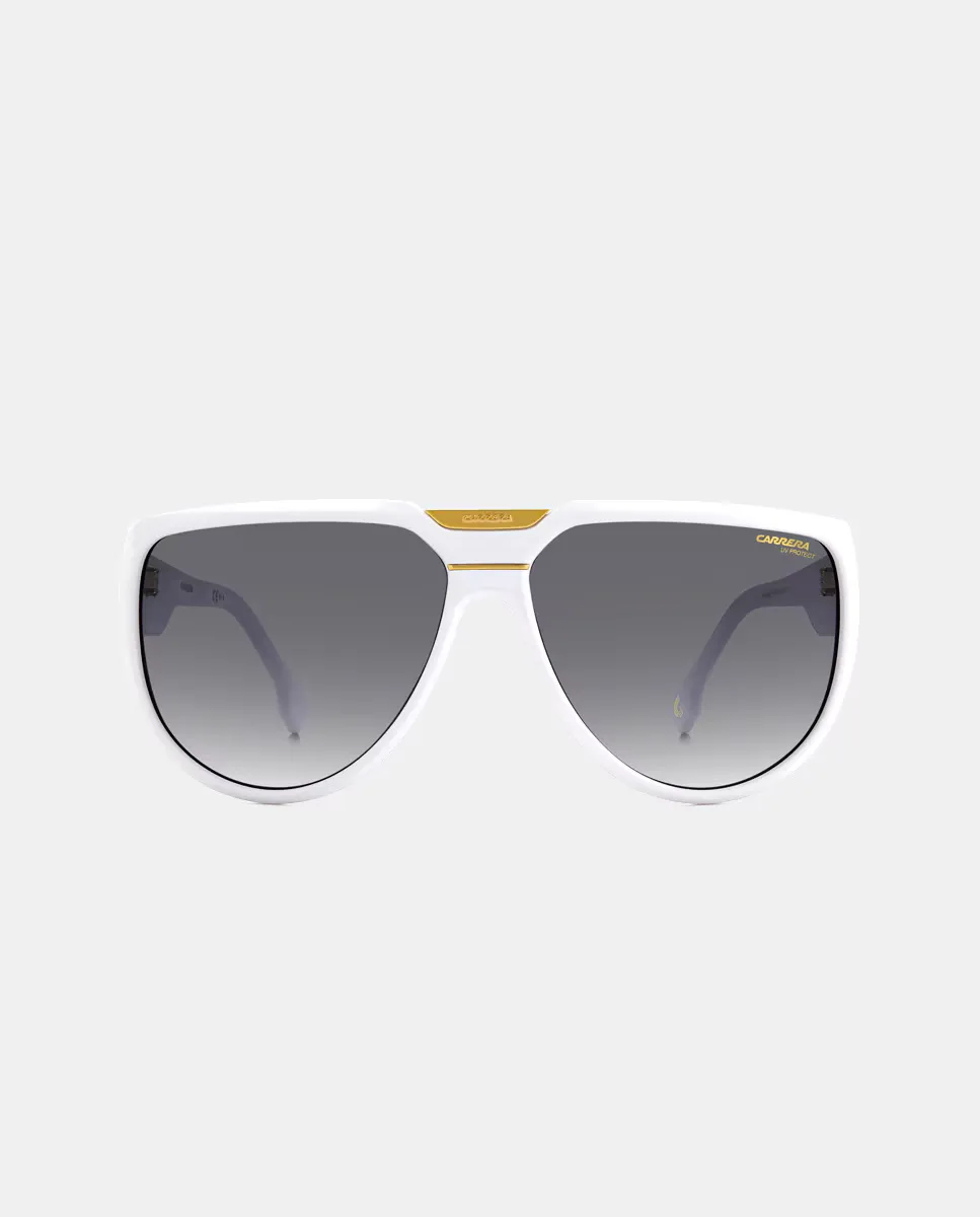 

Белые круглые мужские солнцезащитные очки Carrera, белый