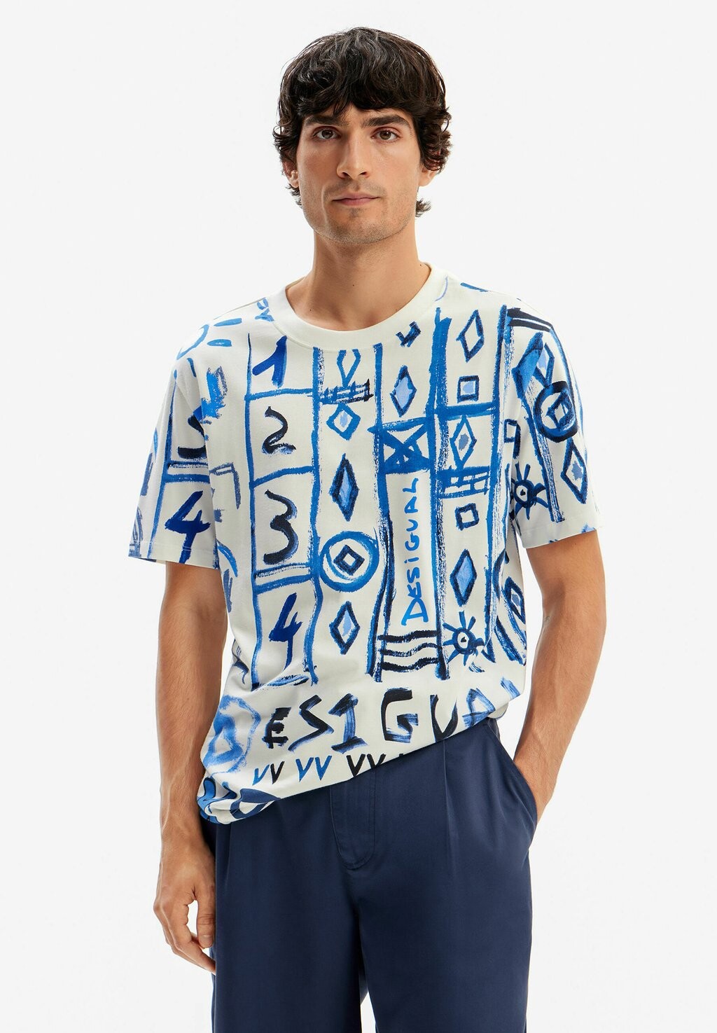 

Футболка с принтом Desigual, белая, Белый