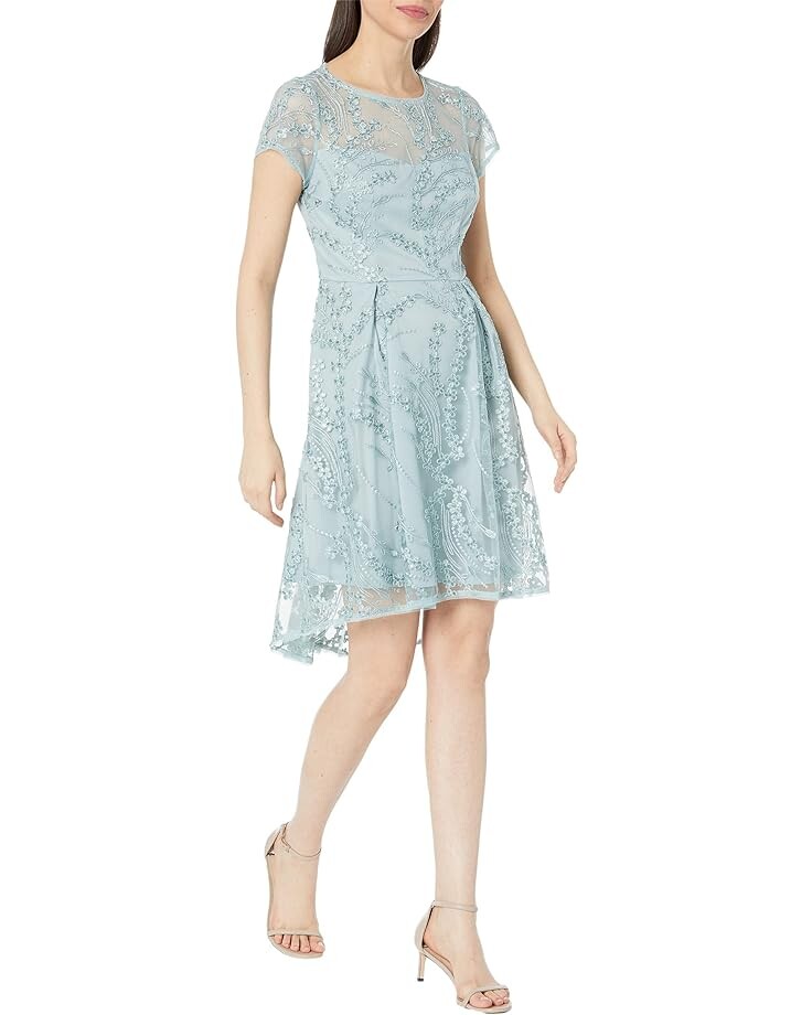 

Платье Adrianna Papell Sequin Embroidered Cocktail, цвет Icy Sage