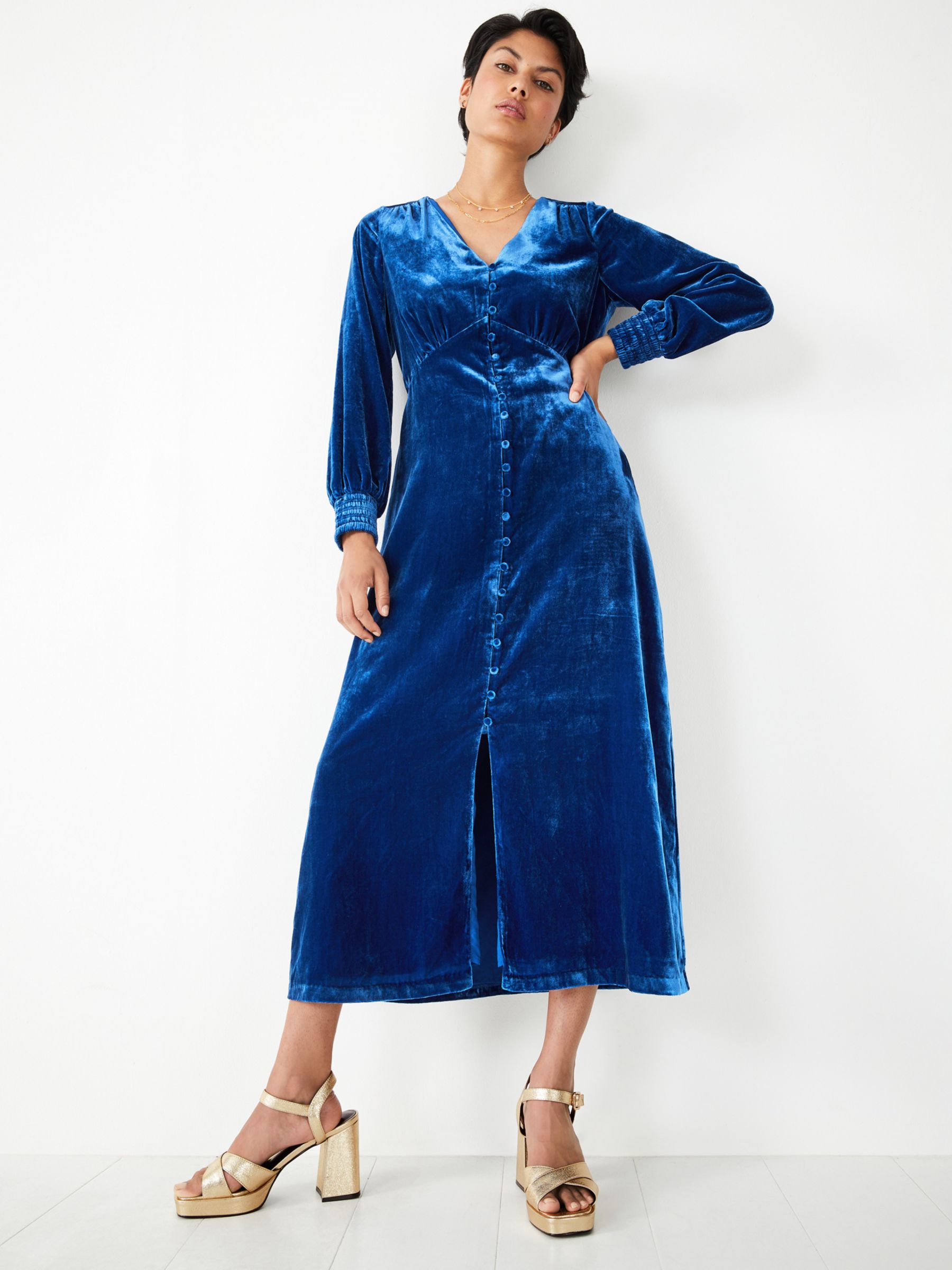 Бархатное платье миди Valeria HUSH, синий платье укороченное с v образным вырезом и рукавами 34 xs красный