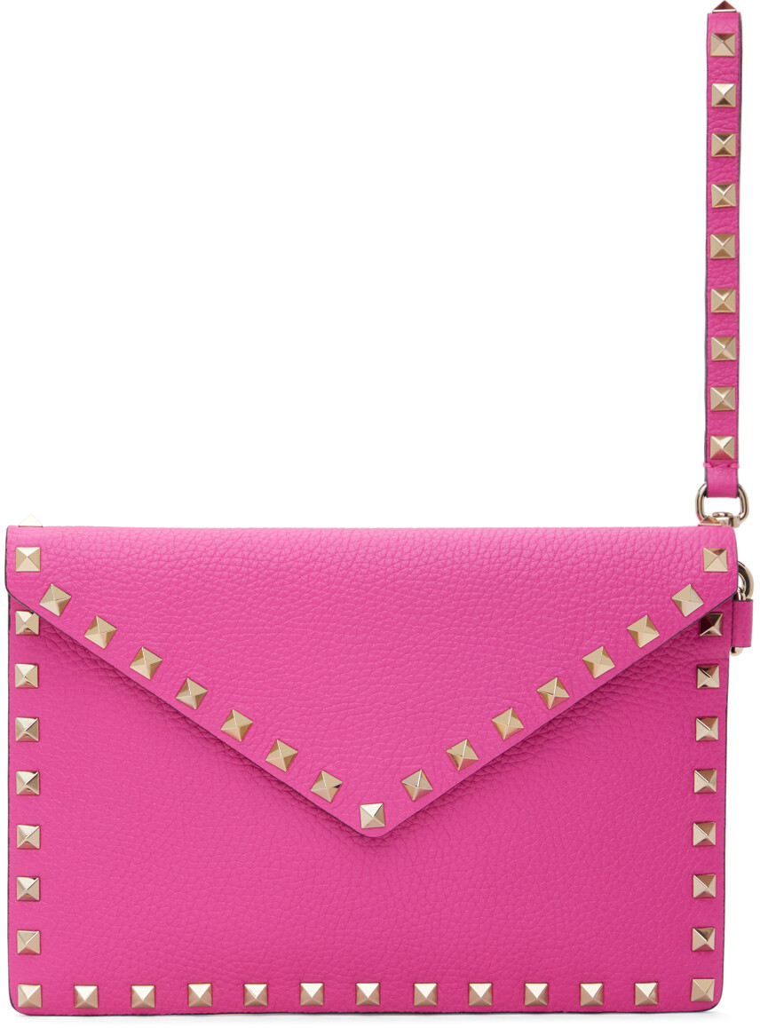 

Розовая плоская сумка Rockstud среднего размера Valentino Garavani