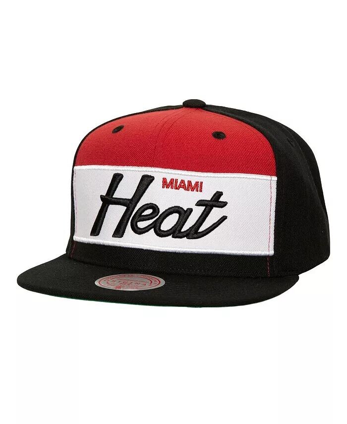 

Мужская бело-черная спортивная кепка Snapback с цветными блоками в стиле ретро Miami Heat Mitchell & Ness, белый