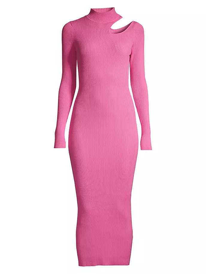 Трикотажное платье миди Ainsley с вырезами Bardot, цвет candy pink