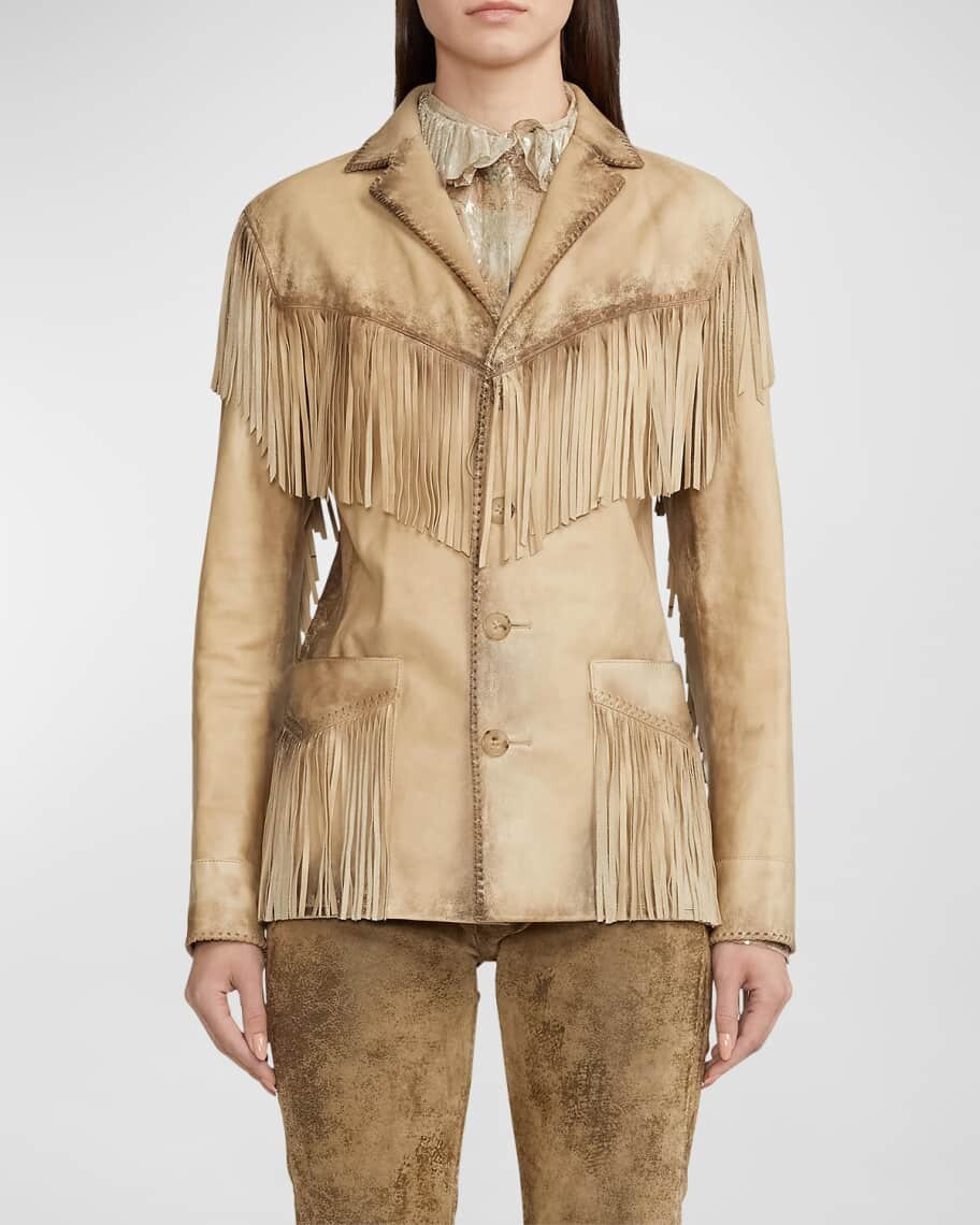 

Кожаная куртка Bryleigh с бахромой в стиле вестерн Ralph Lauren Collection, Коричневый