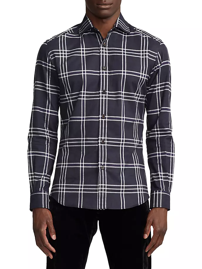 

Рубашка на пуговицах в клетку Windowpane Ralph Lauren Purple Label, белый