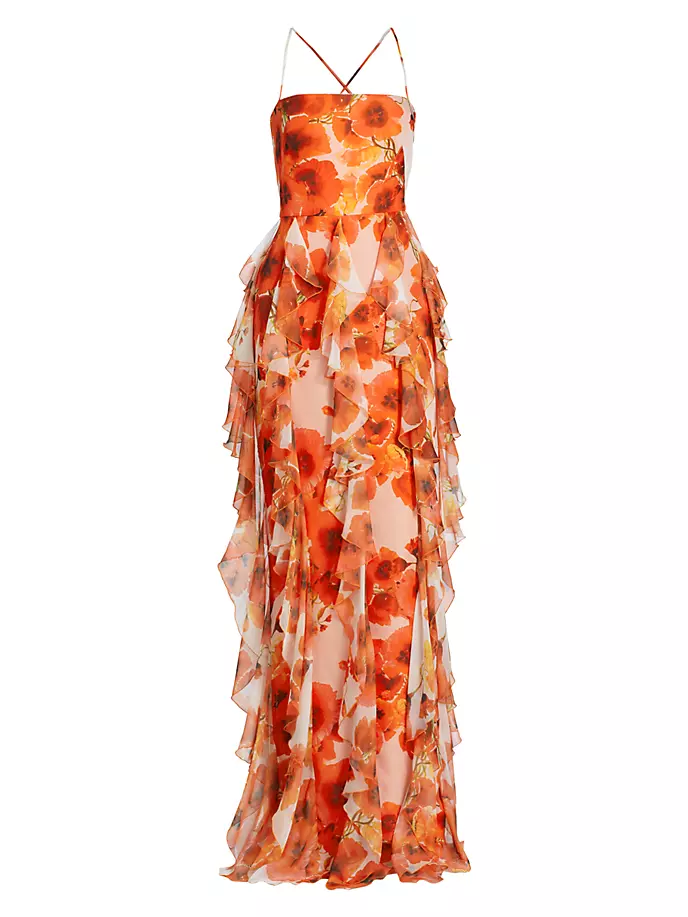 

Платье Valentin с цветочным принтом и рюшами Vera Wang Bride, цвет orange print