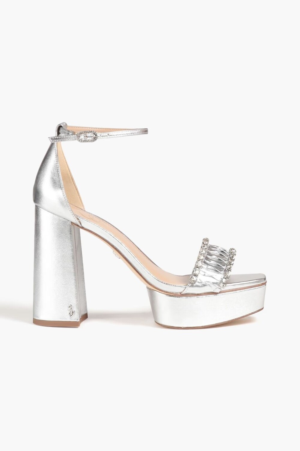 

Босоножки Ninette из металлизированной кожи с кристаллами на платформе Sam Edelman, серебро