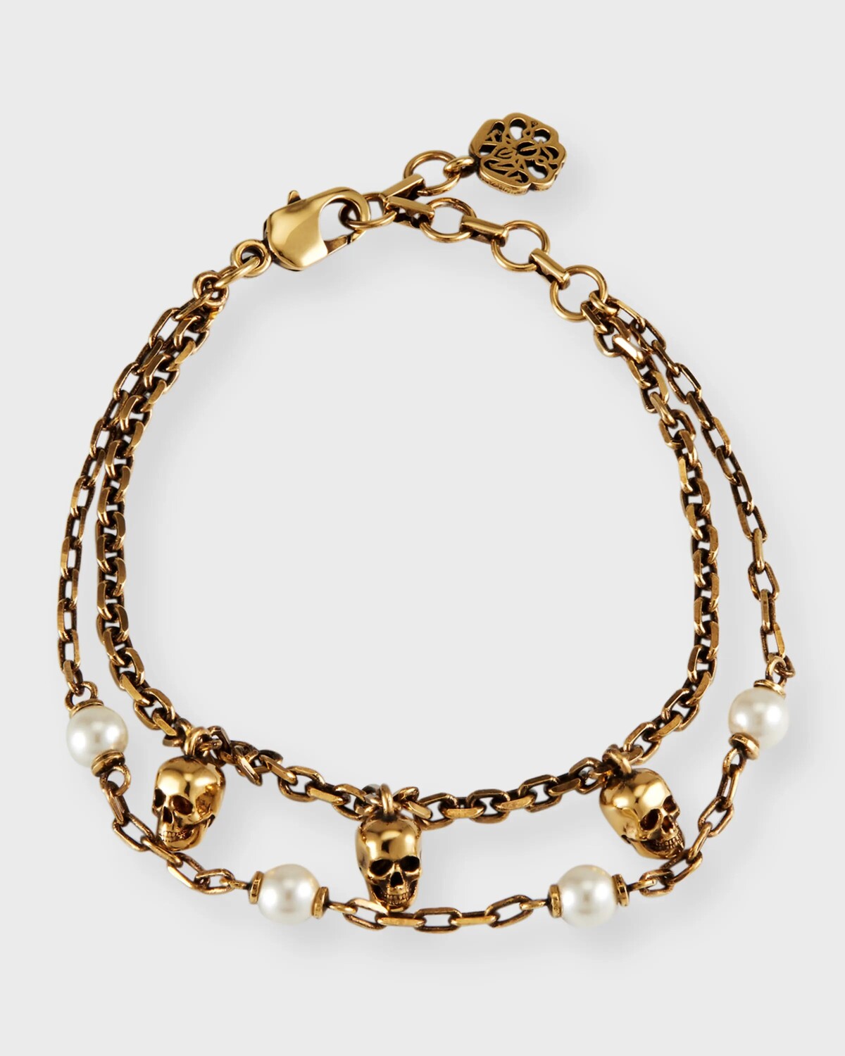 

Браслет с жемчугом и черепом Alexander McQueen, цвет Caramel