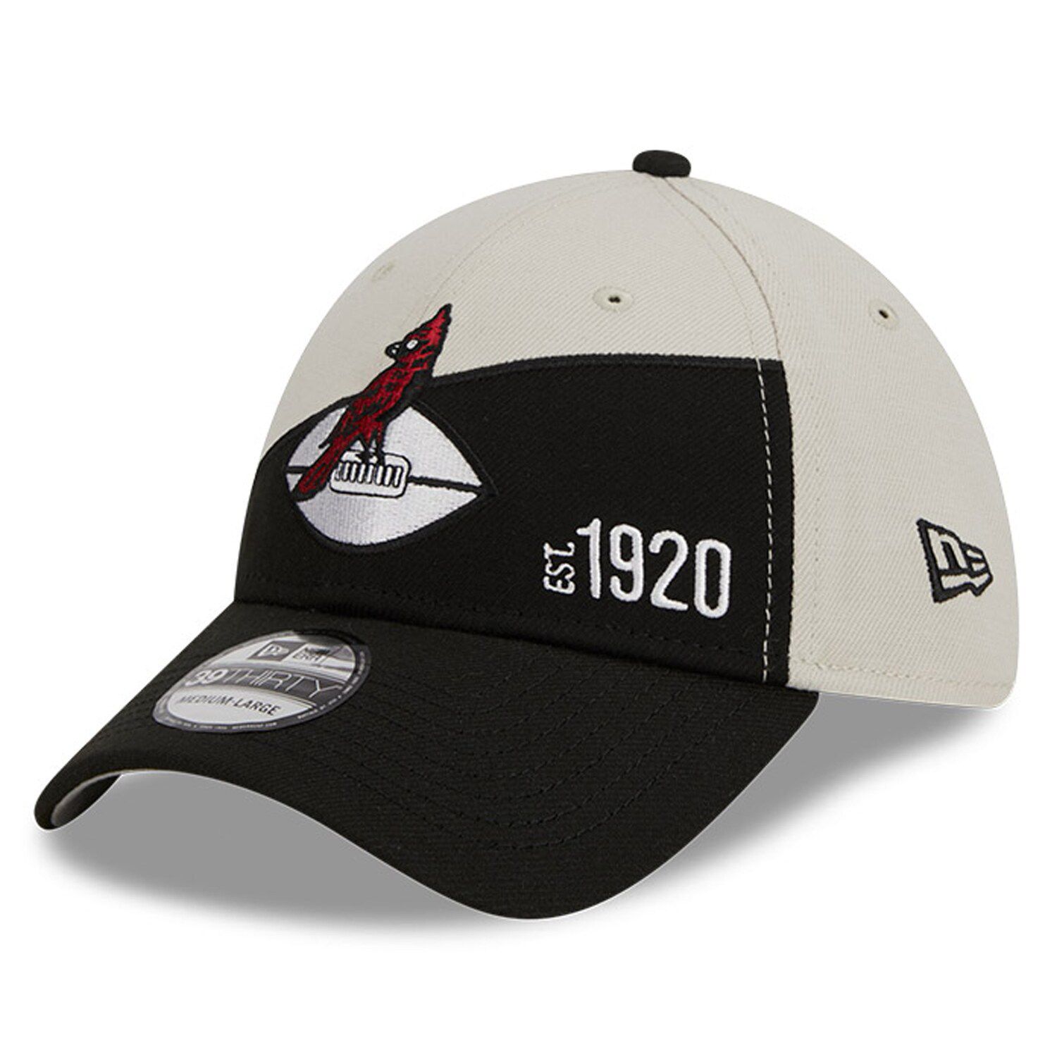 

Мужская кепка New Era кремового/черного цвета Arizona Cardinals 2023 Sideline Historic 39THIRTY Flex Hat