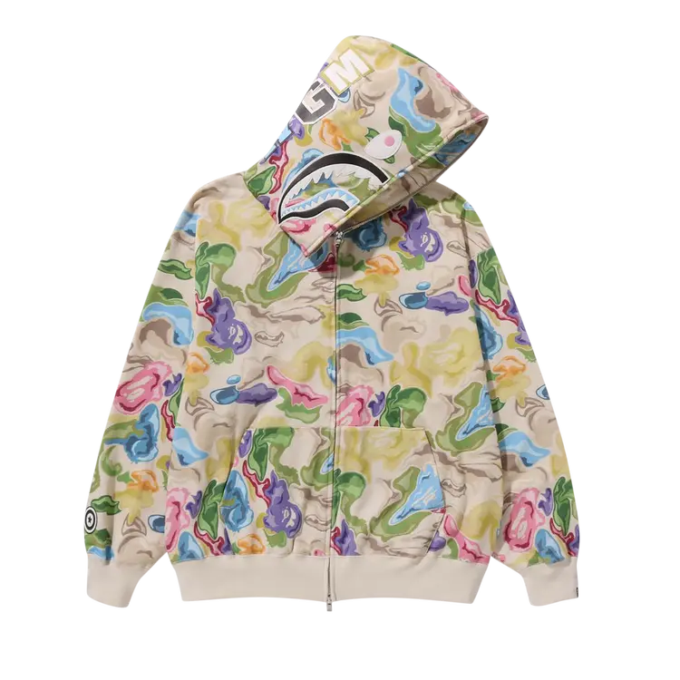 

Худи BAPE Art Camo Shark Full Zip 'Multicolor', разноцветный