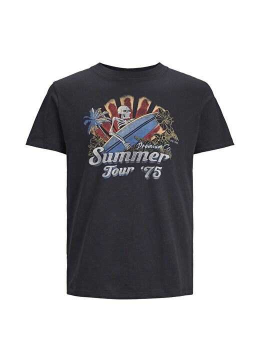 

Однотонная черная мужская футболка с круглым вырезом Jack & Jones, Черный