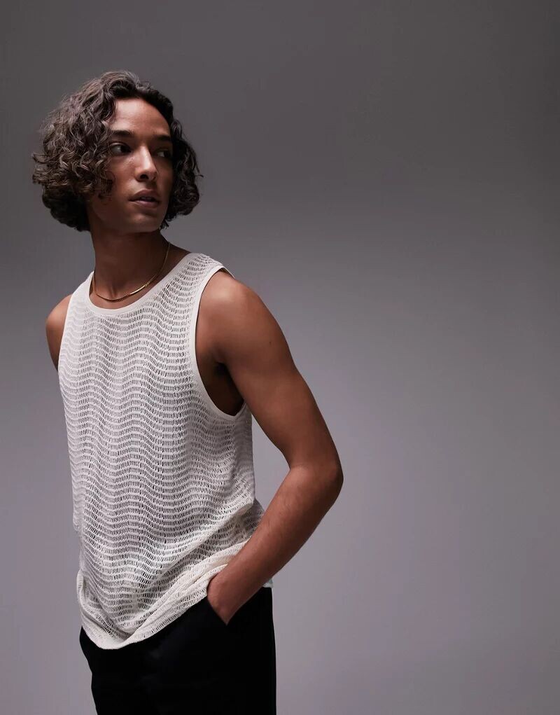 

Майка оверсайз Topman крупной вязки цвета экрю