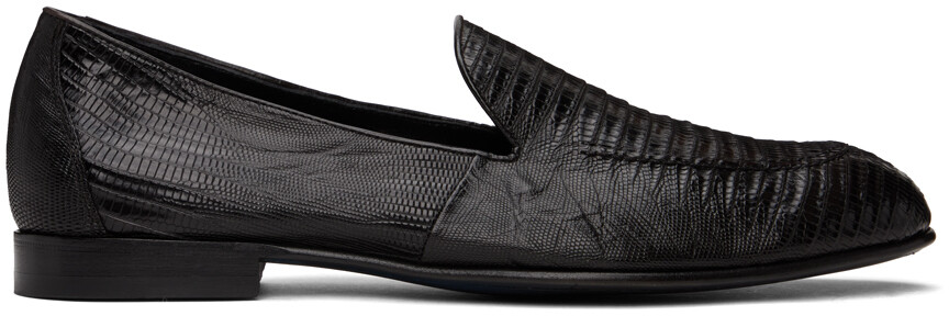 

Черные лоферы с тиснением Brioni, Черный