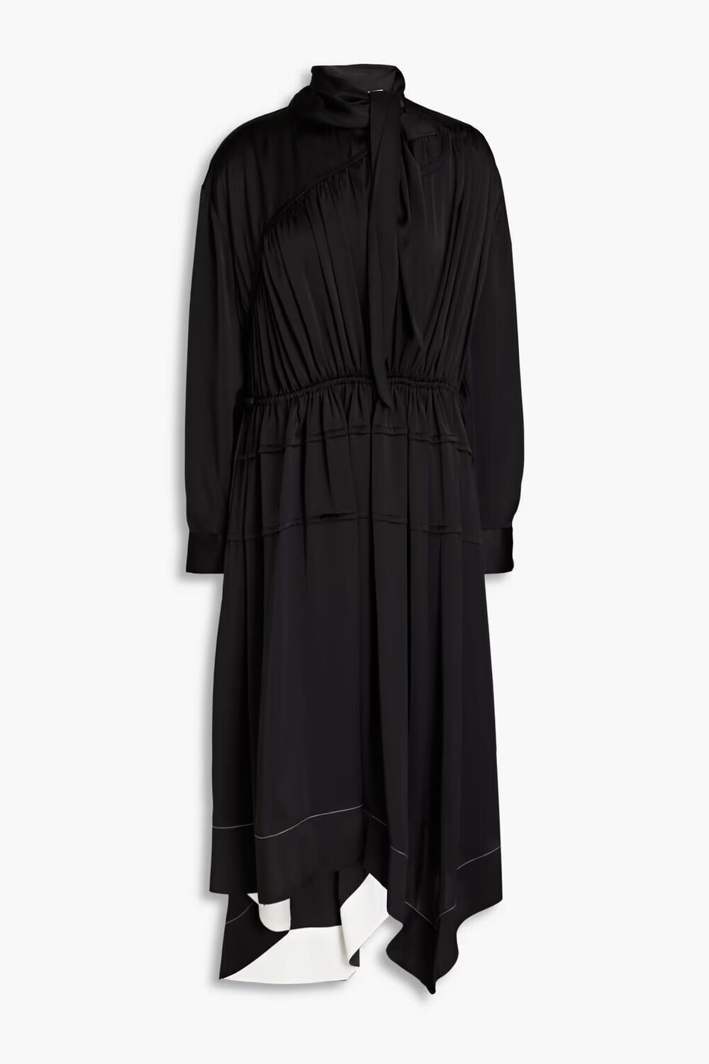 

Платье миди из атласа со складками асимметричного кроя и сборками 3.1 Phillip Lim, черный