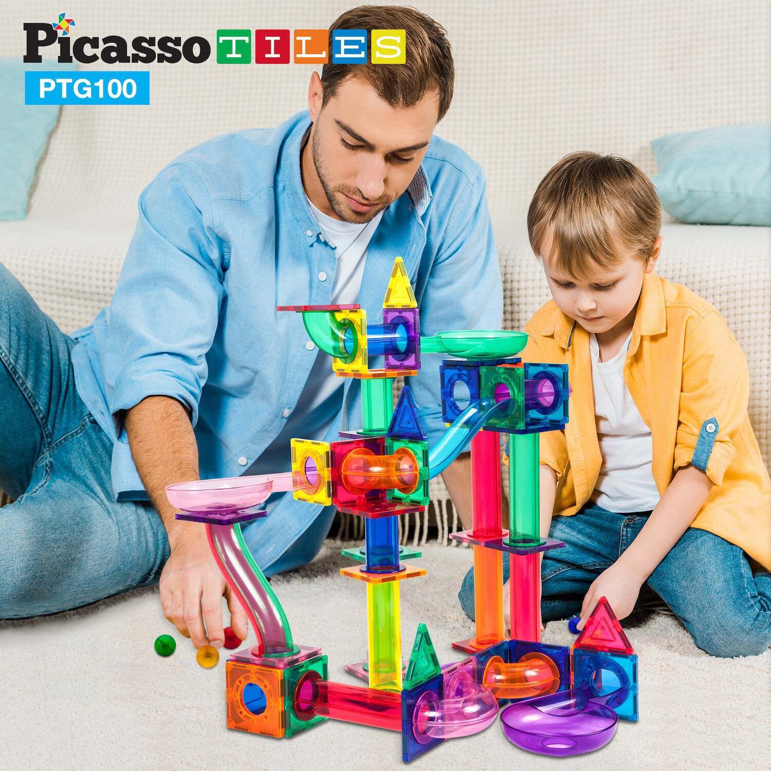 

Гоночная дорожка из магнитной плитки Picasso Tiles, 100 шт. Picassotiles