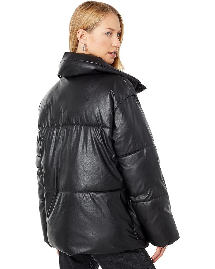 Куртка NVLT Oversized Faux Leather Puffer Jacket, черный