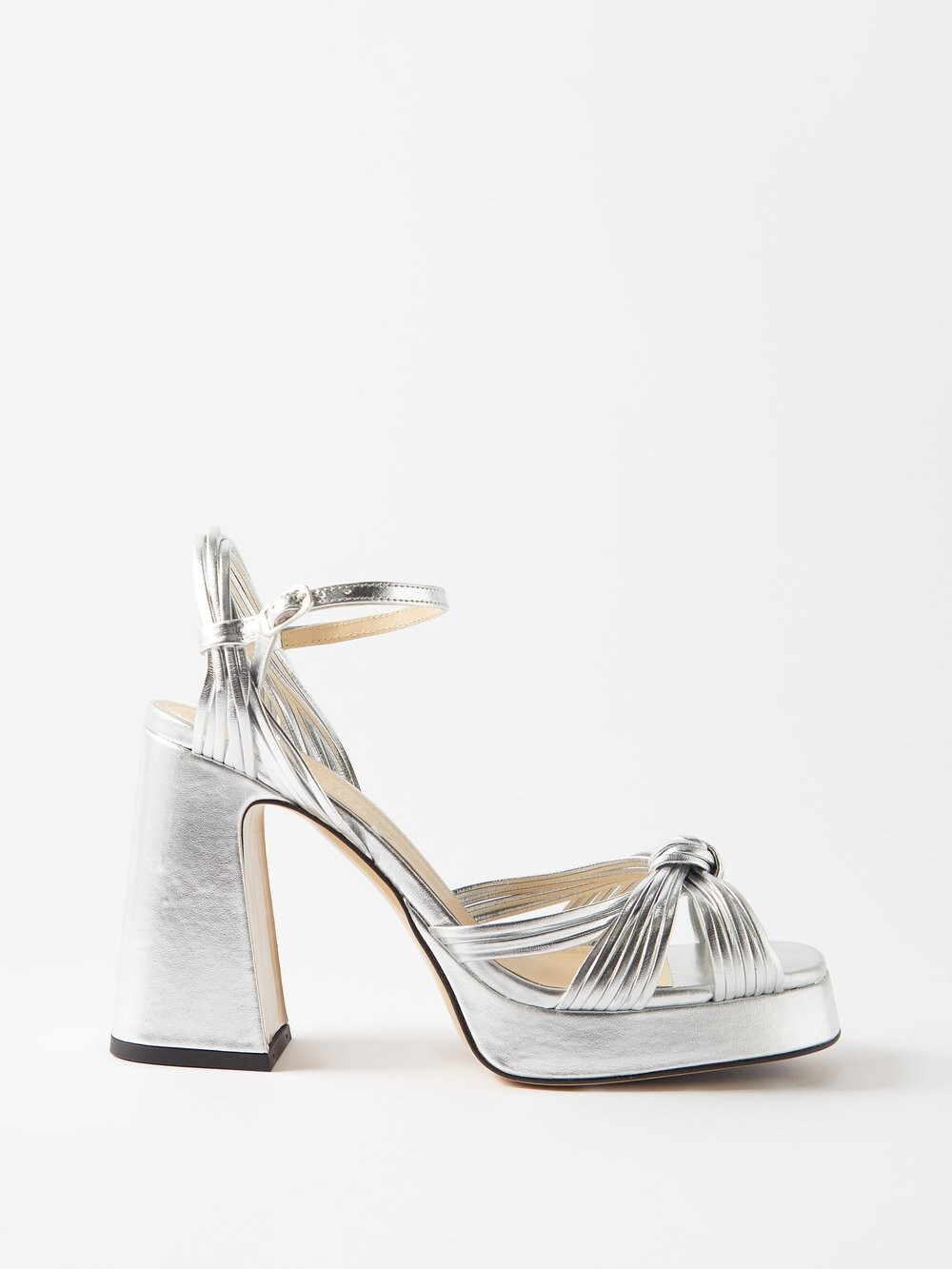 

Босоножки spring 90 из кожи с эффектом металлик на платформе Souliers Martinez, серебряный