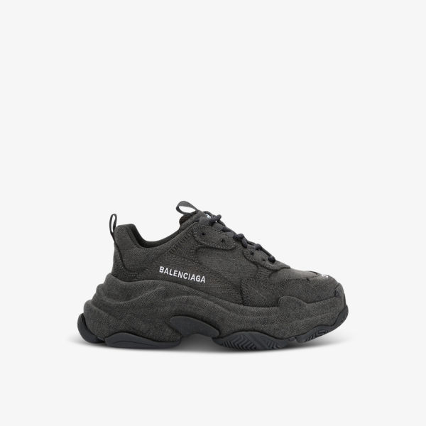 

Низкие кроссовки из кожи и денима triple s на массивной подошве Balenciaga, черный