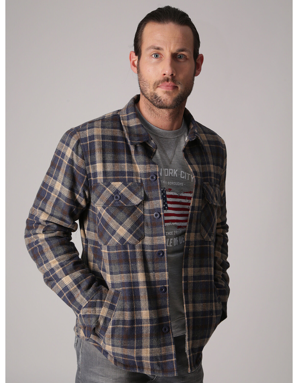 

Рубашка miracle of denim jacke, цвет Blue/Beige Check
