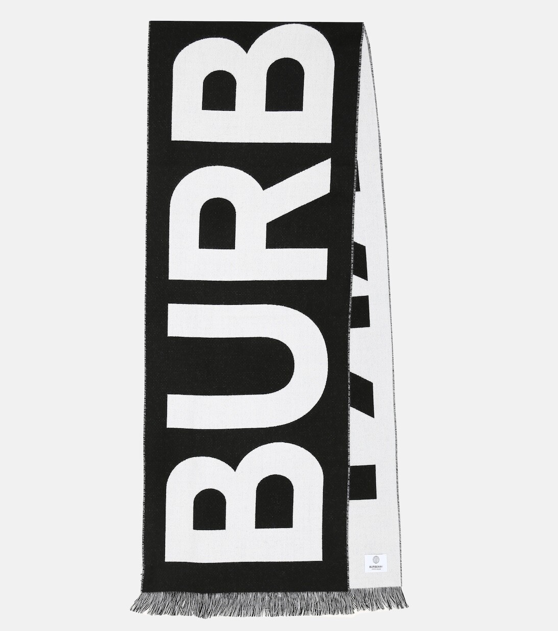 

Шерстяной шарф с логотипом Burberry, черный