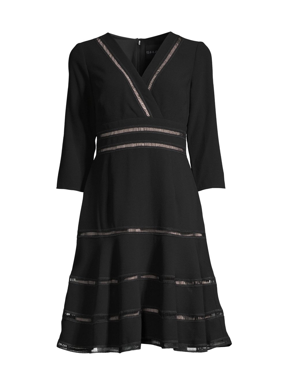 Платье миди с решетчатой отделкой и расклешенной юбкой Shani, черный