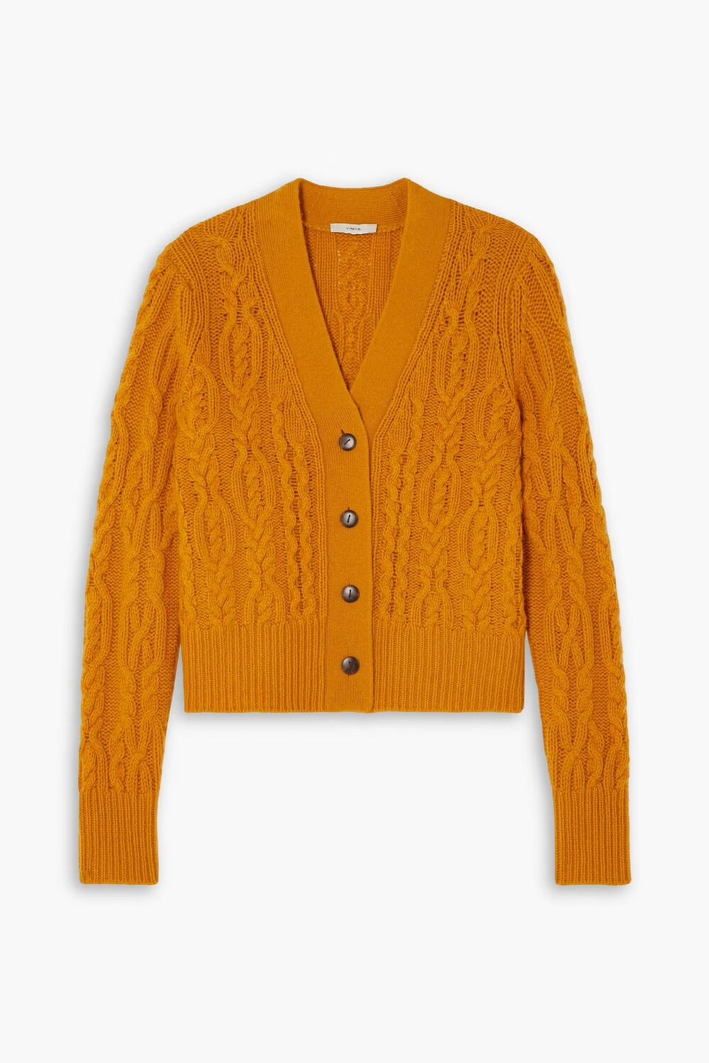 

Кардиган косой вязки из шерсти и кашемира Vince., цвет Marigold