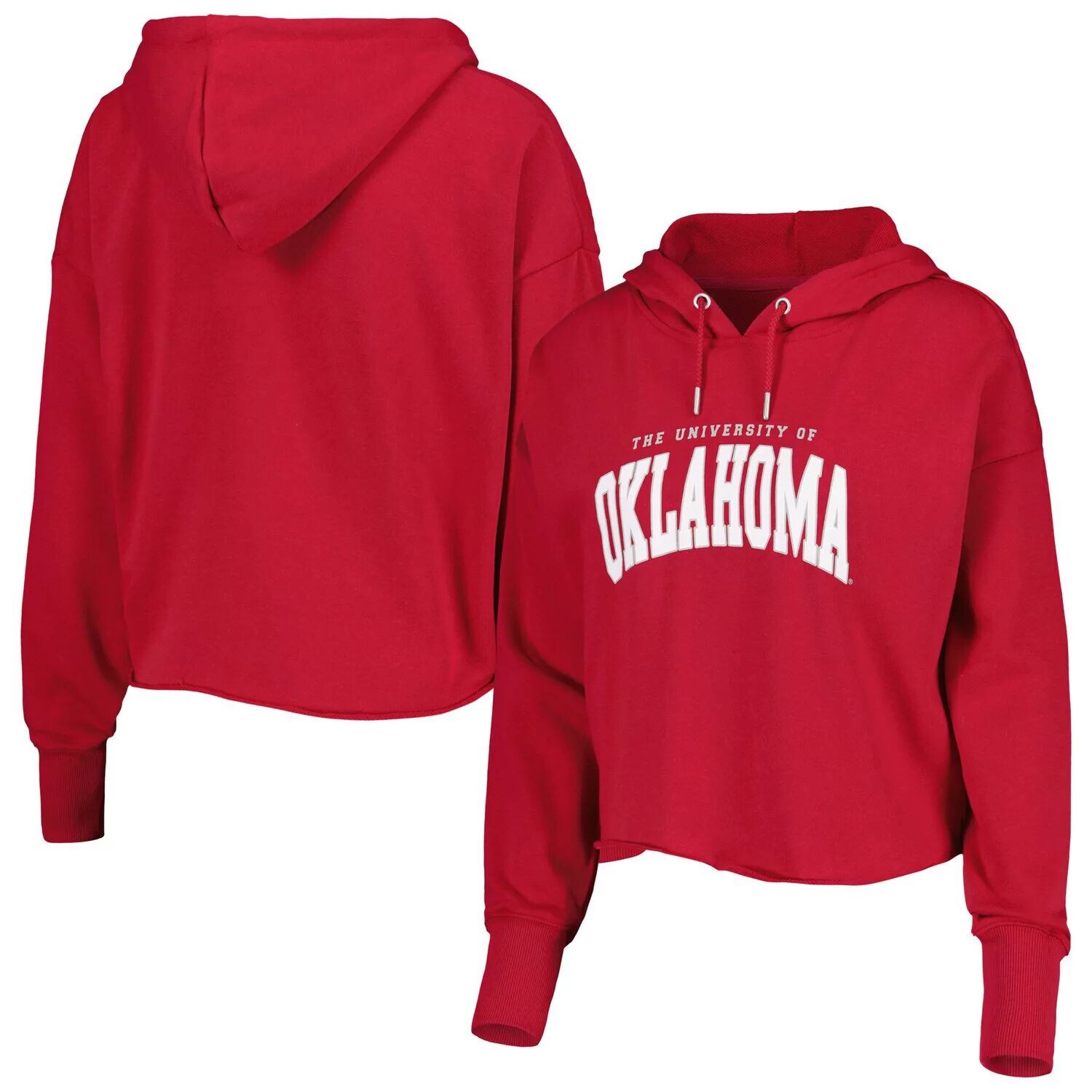 

Женский укороченный пуловер с капюшоном ZooZatz Crimson Oklahoma Onceers Core University из френч-терри