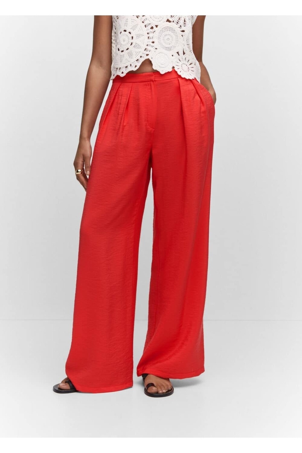 

Широкие брюки с высокой талией Mango, красный