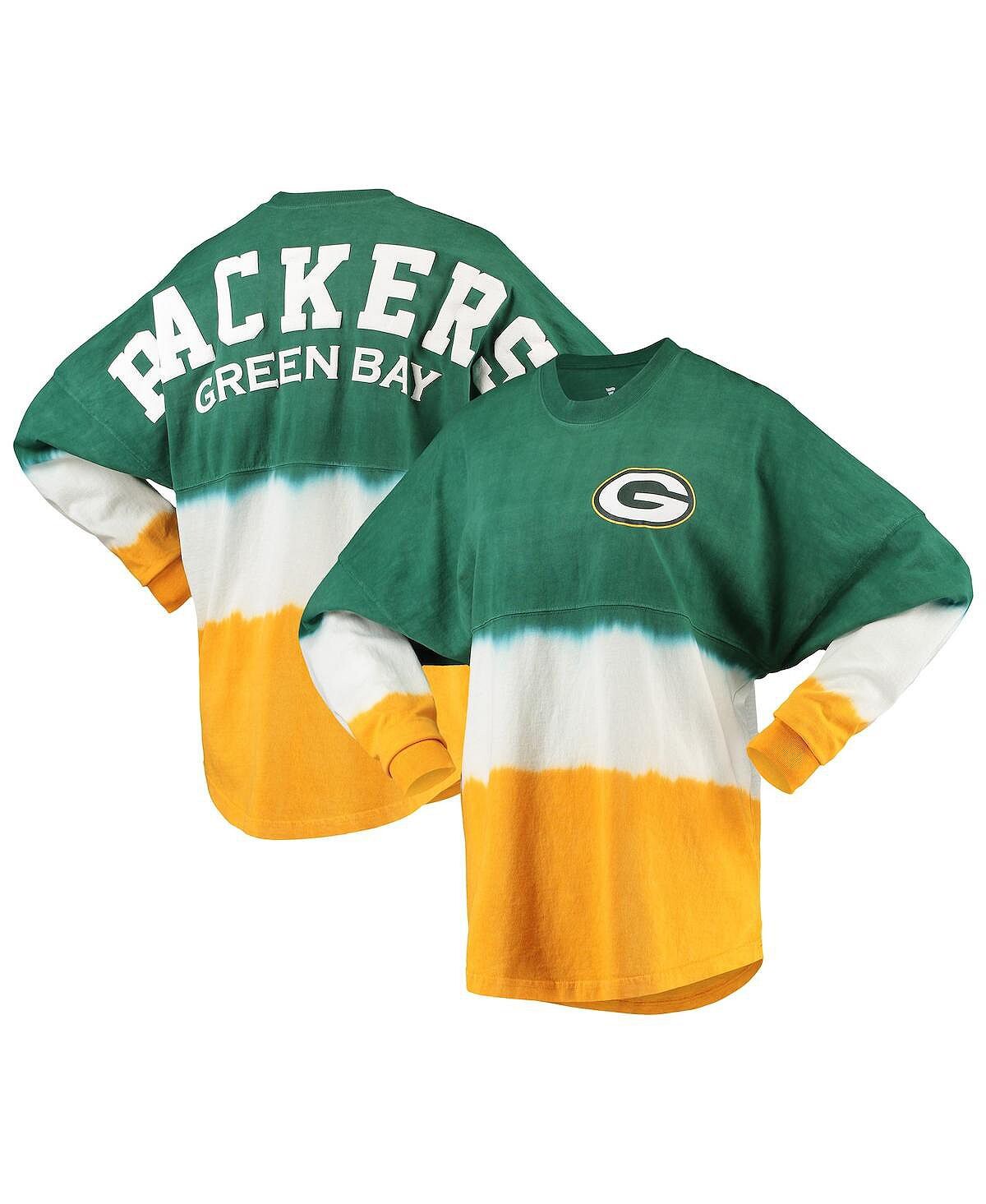 

Женская фирменная зелено-золотая футболка Green Bay Packers с длинным рукавом и эффектом омбре Fanatics, Зеленый
