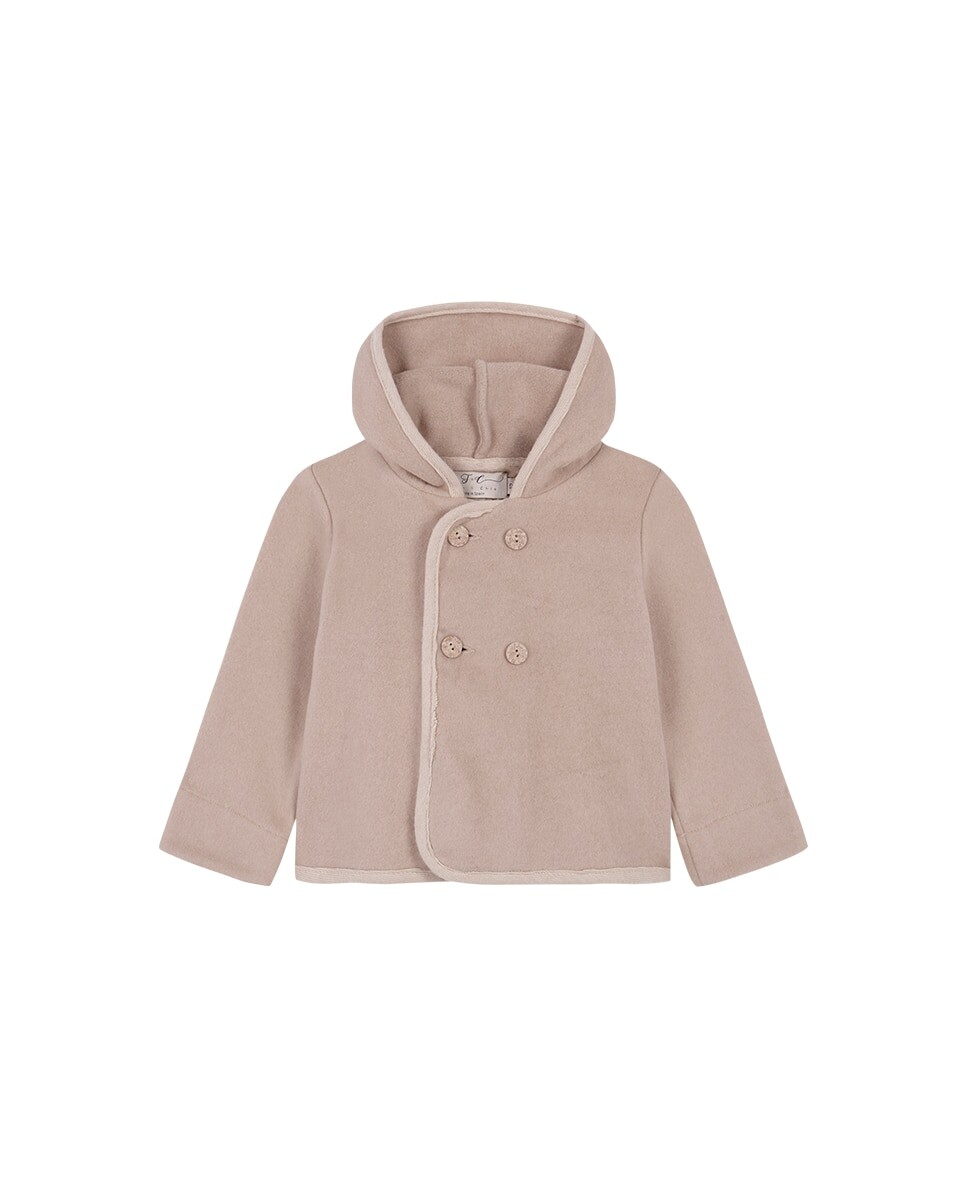 

Детское тканевое пальто с капюшоном бежевого цвета Twin & Chic, бежевый