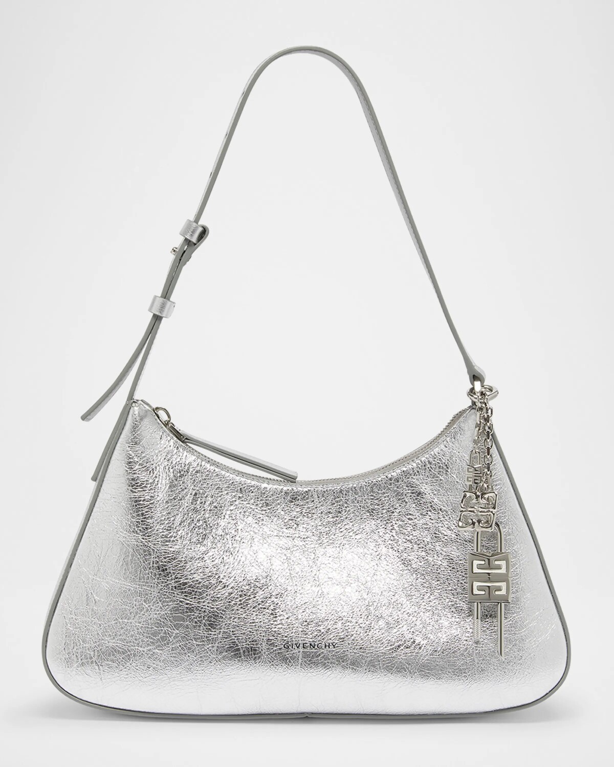 

Маленькая сумка через плечо Lucky Lock из кожи металлик Givenchy, цвет Light Silvery