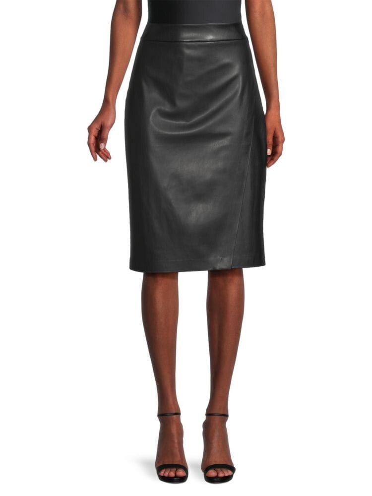 

Юбка до колена из искусственной кожи Vintage Glam Donna Karan, черный