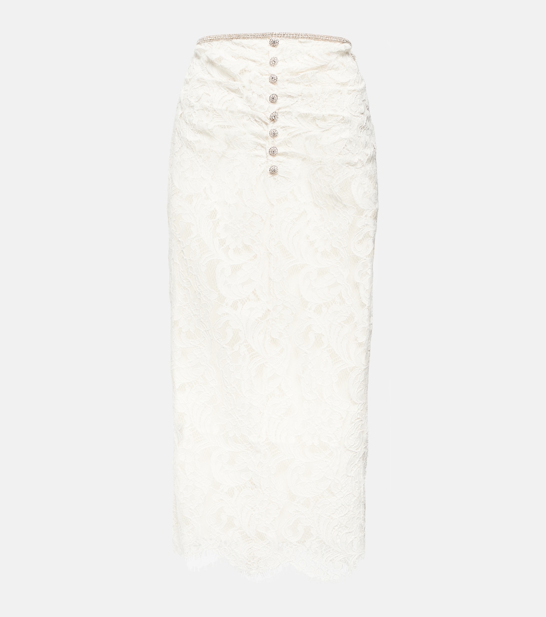 Украшенная юбка миди из кордового кружева SELF-PORTRAIT, белый