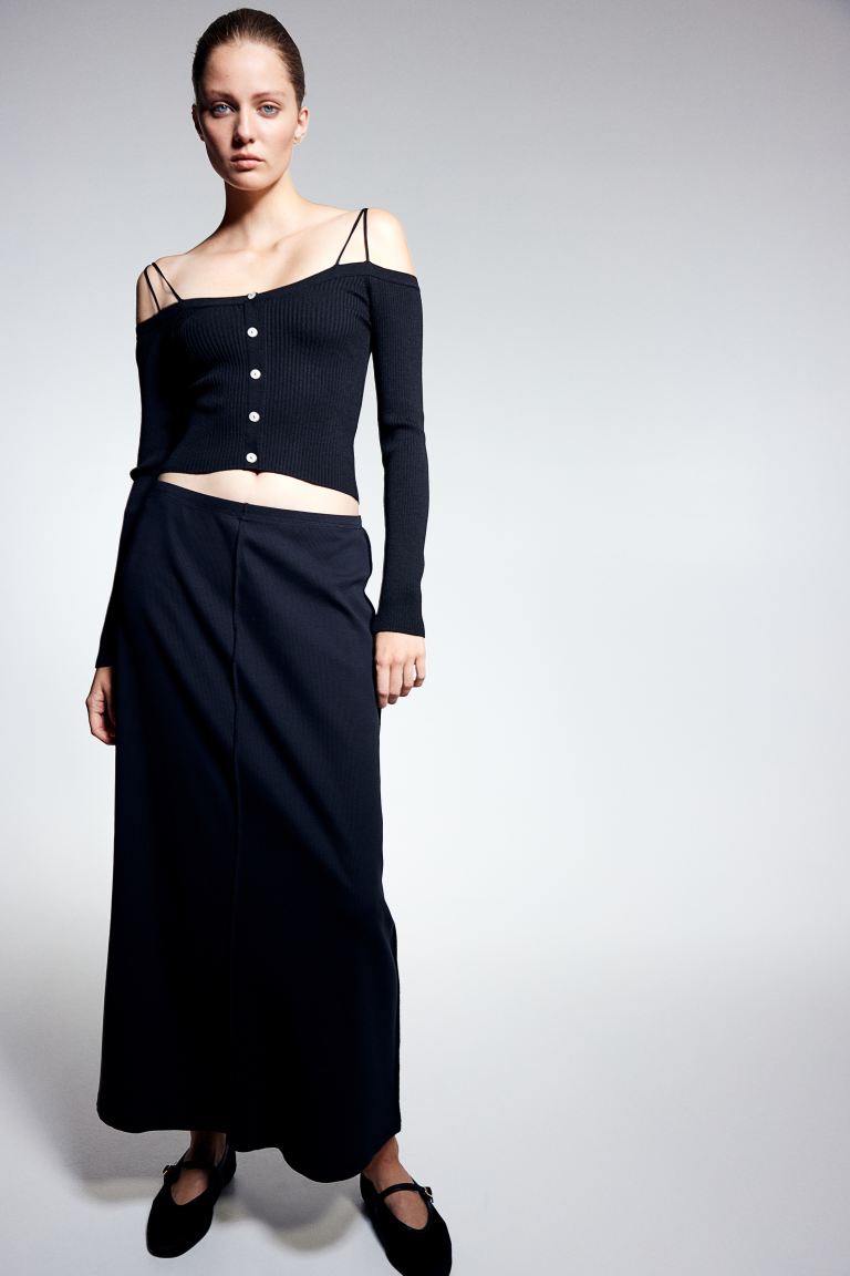 Юбка макси из джерси H&M, черный юбка mulier макси пояс на резинке размер s черный