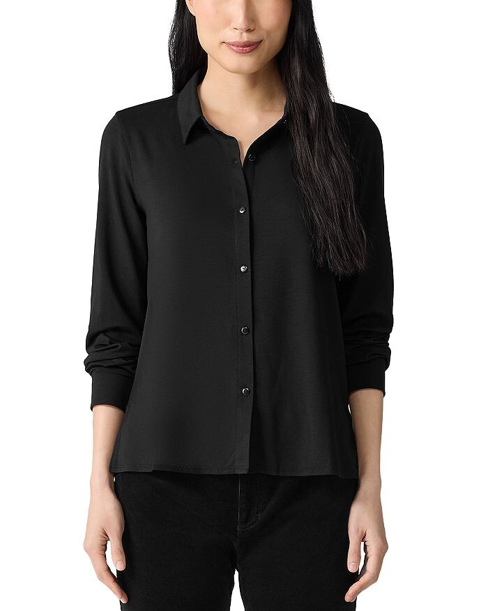 

Рубашка узкого кроя с классическим воротником Eileen Fisher, черный