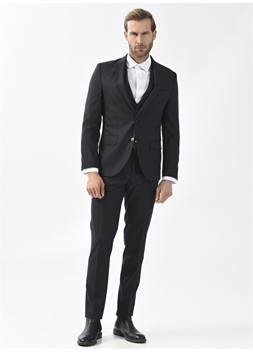 

Темно-синий мужской костюм Slim Fit с нормальной талией Süvari