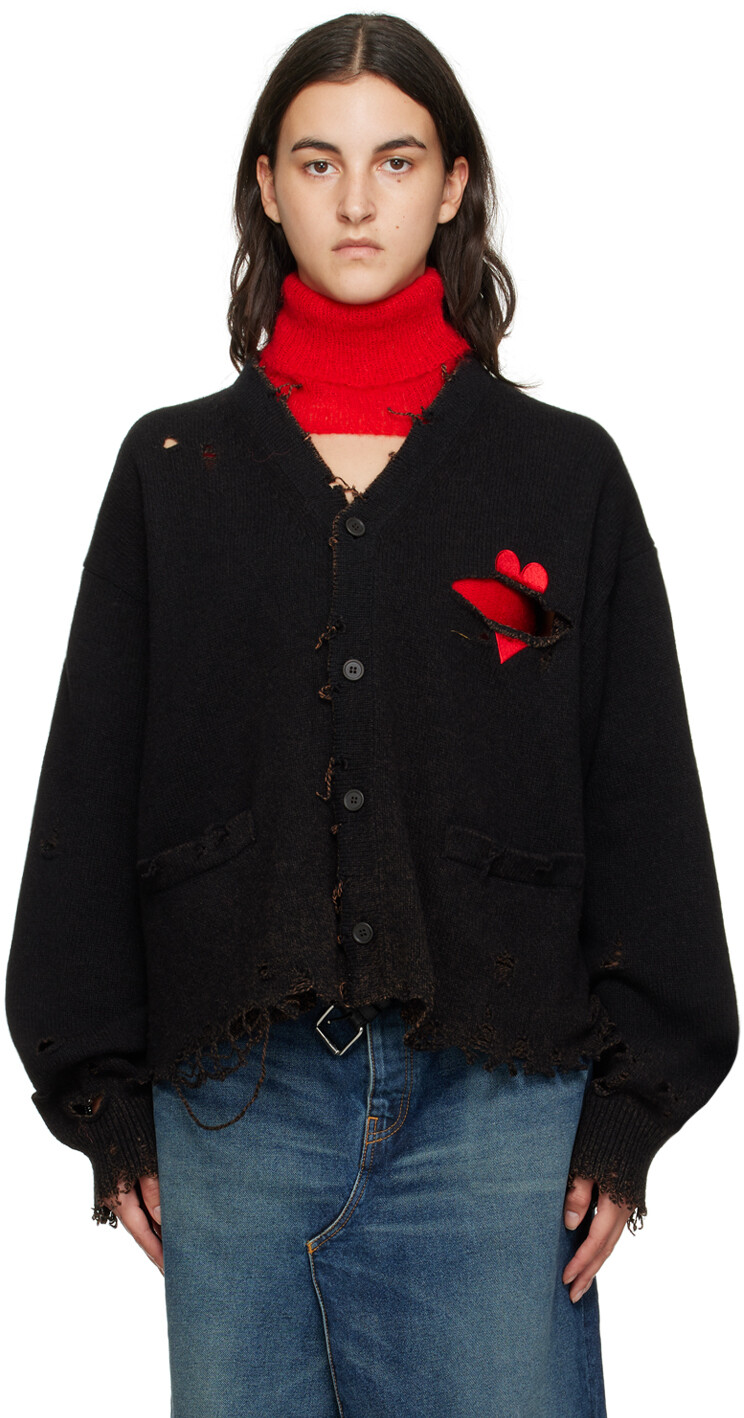 

Черный кардиган с разбитым сердцем Doublet