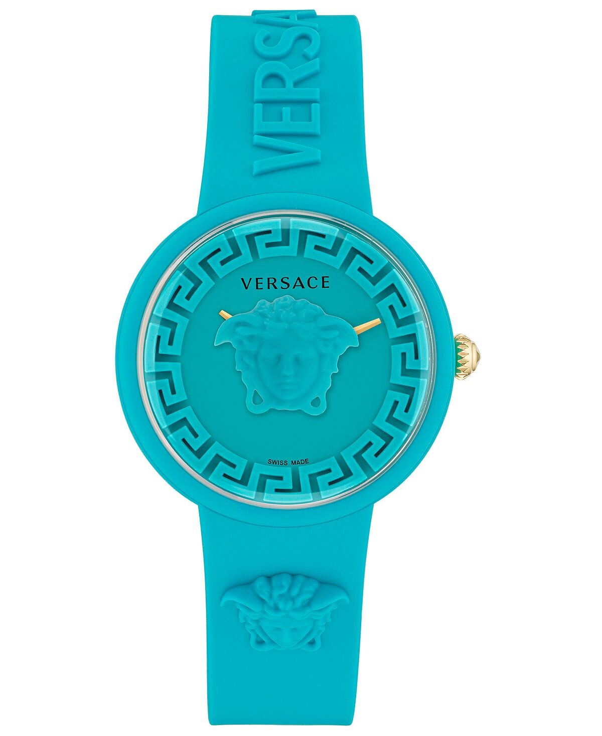 

Женские швейцарские часы Medusa Pop синие с силиконовым ремешком, 39 мм Versace, синий