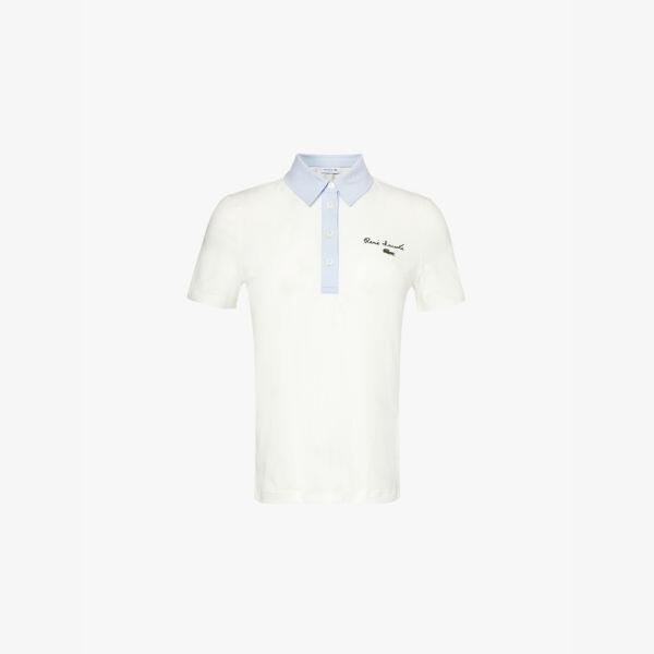 

Рубашка-Поло из эластичного хлопка с вышитым текстом Lacoste, белый