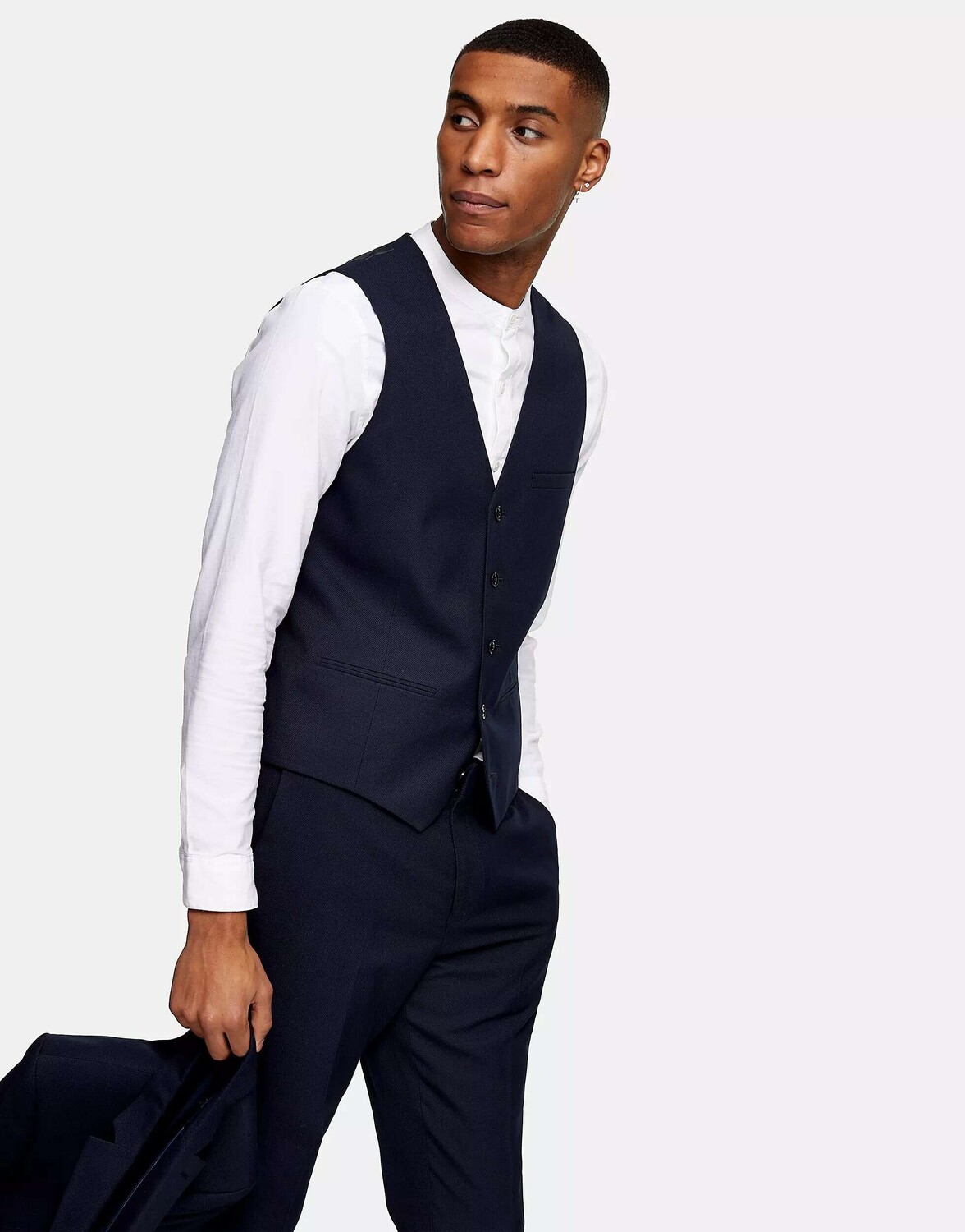 

Темно-синий узкий жилет Topman