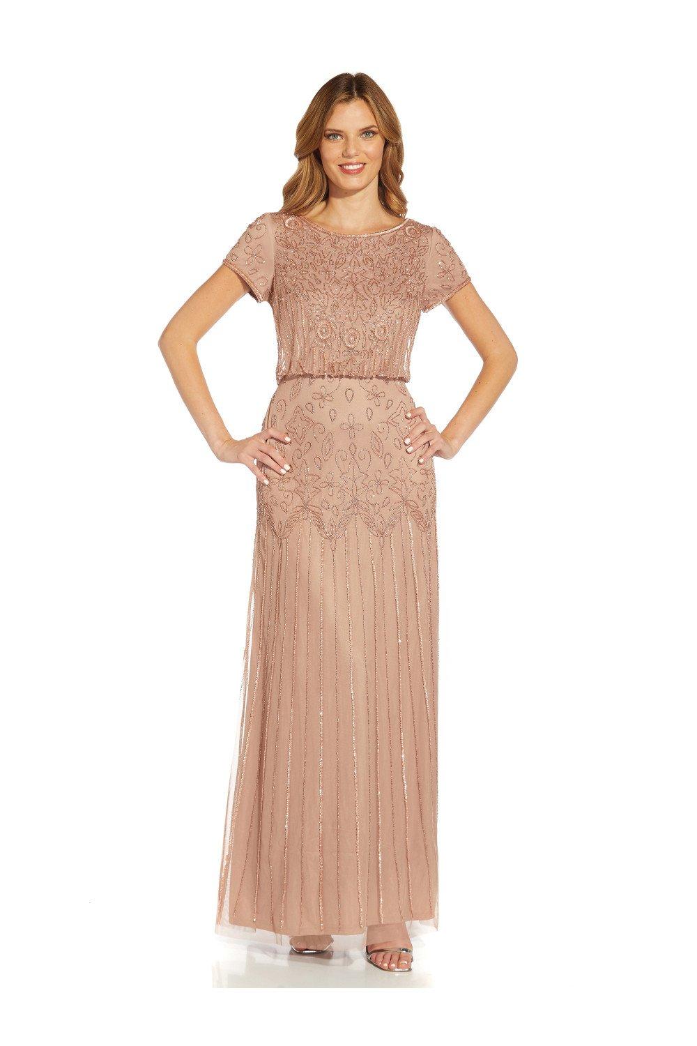 Платье с короткими рукавами и бисером Adrianna Papell, розовый