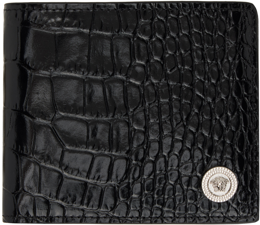 Черный - Кошелек Medusa Biggie под крокодила Versace