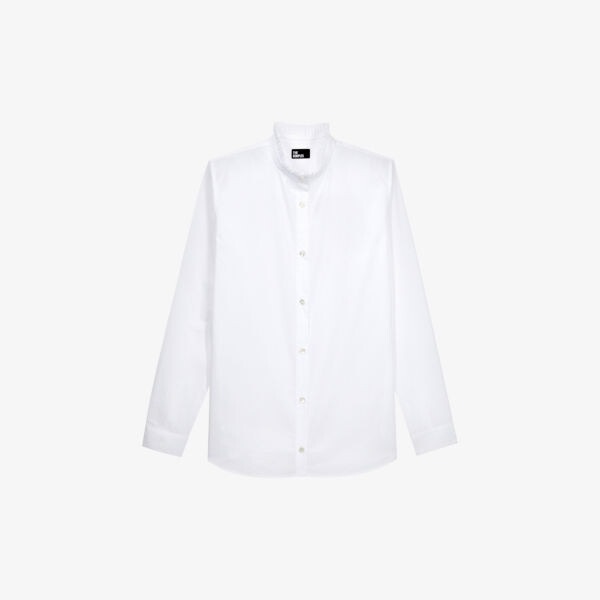

Хлопковая рубашка с рюшами и длинными рукавами The Kooples, белый