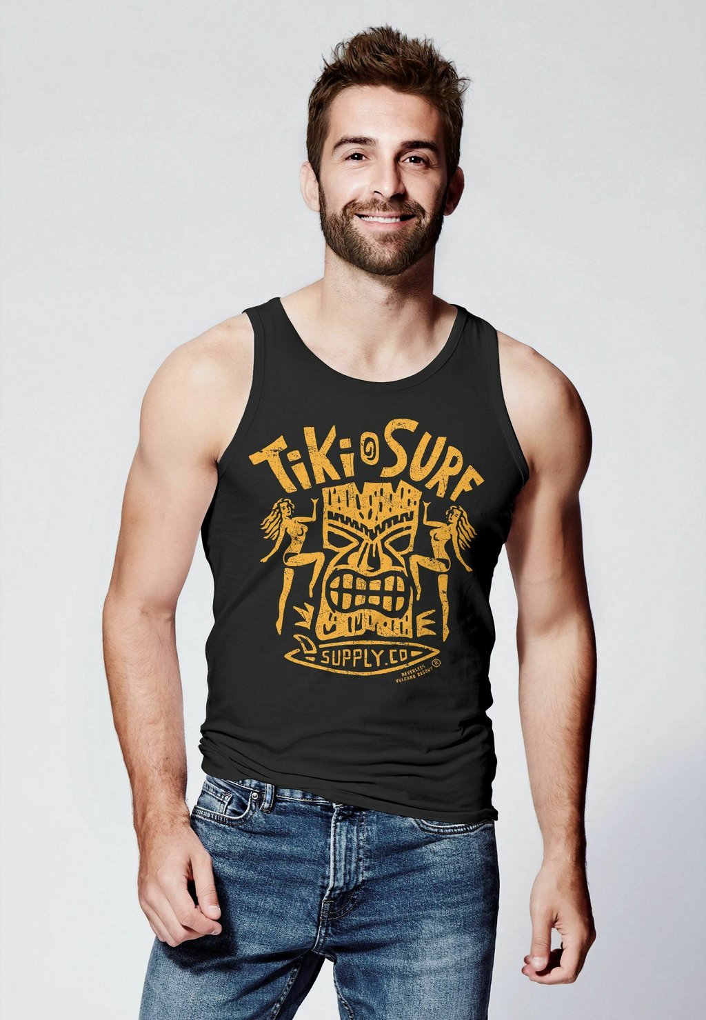 

Топ TANK- TIKI MASKE SURF HONOLULU HAWAII BEACH SUPPLY SO Neverless, желтый